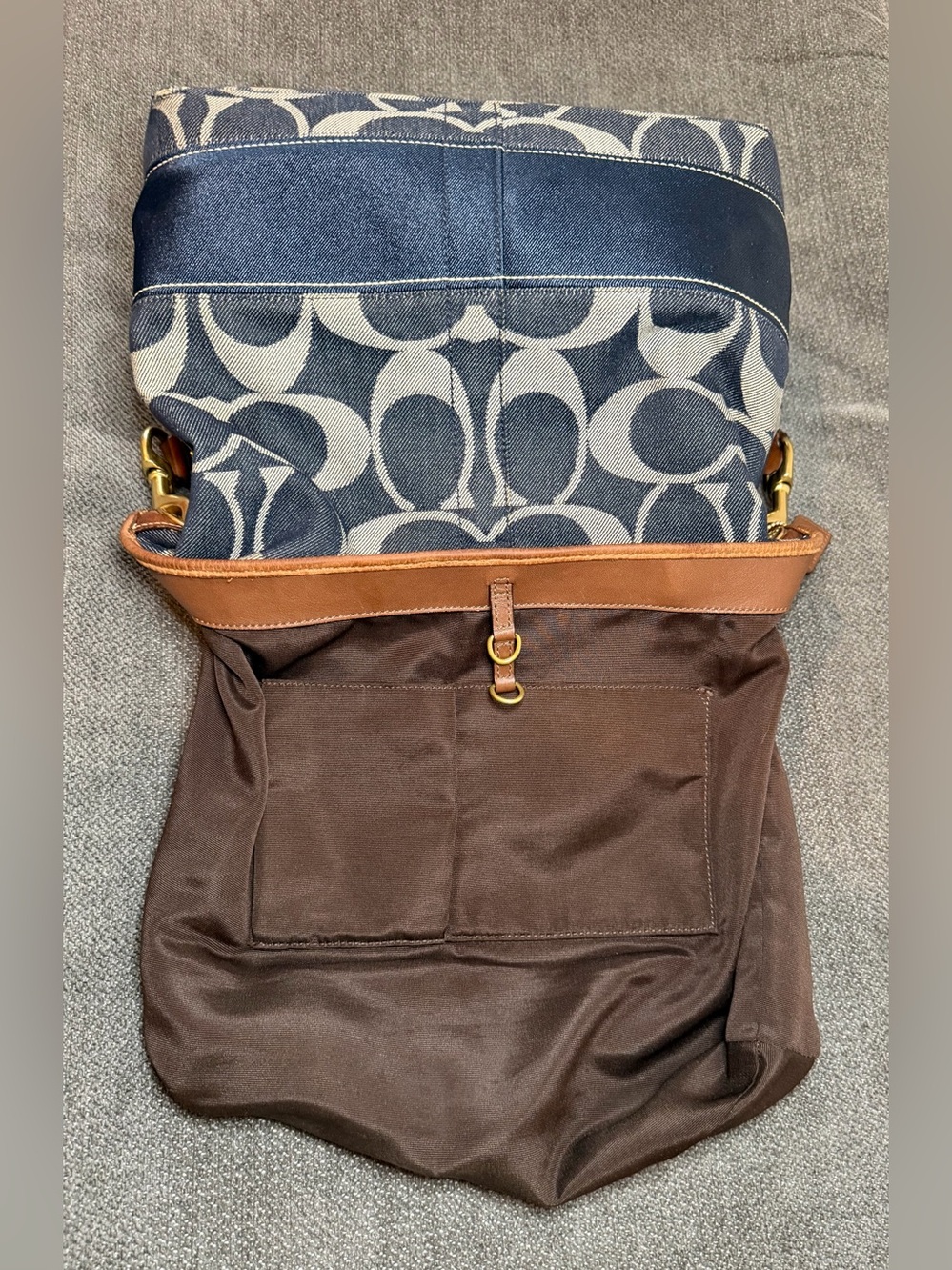 Coach Denim Signature Stripe Shoulder Hobo Bag No. C0768-11182 - Picture 11 of 12